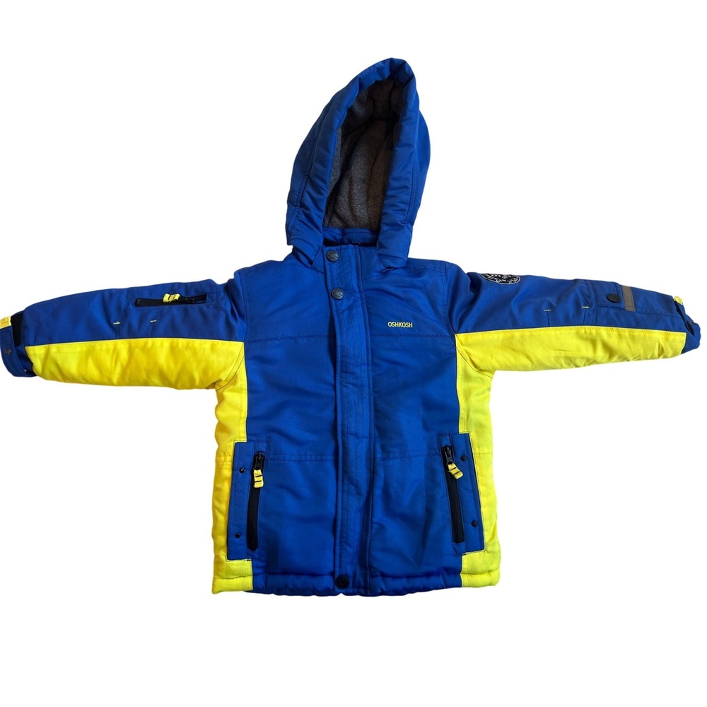 OshKosh Kids Blue Yellow Winter Snow Jacket with Hood Sz 6 Boys